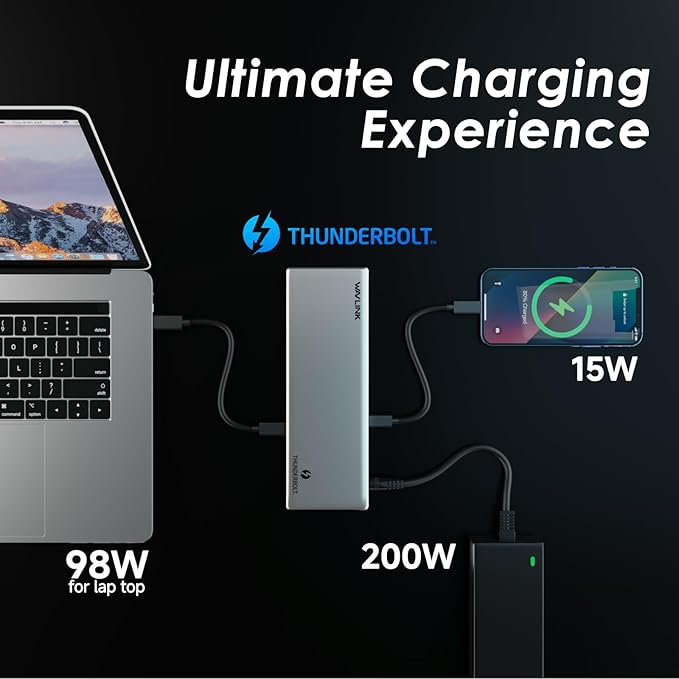 WAVLINK Thunderbolt 4 Dock, Docking Station with Quad 4K@60Hz Monitors