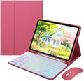 Rainbow Backlit Keyboard Case for iPad Pro 11 inch (M4) 2024 with Mouse and 7 Colors RGB Colorful Backlight Magnetic Detachable Bluetooth Keyboard Cover,DarkPink