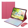Disonbeir for iPad mini 5th Generation/iPad mini 4 Keyboard Case with Mouse and Rainbow Backlit Detachable Bluetooth Keyboard Cover,DarkPink