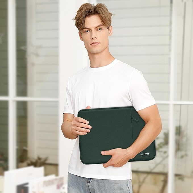 MOSISO Laptop Case 15 inch, 15 inch Laptop Sleeve Compatible with MacBook Air 15 M4 A3241 M3 A3114 M2 A2941 2025 2024 2023,Dell XPS 15,Polyester Vertical Computer Sleeve Bag with Pocket,Midnight Green