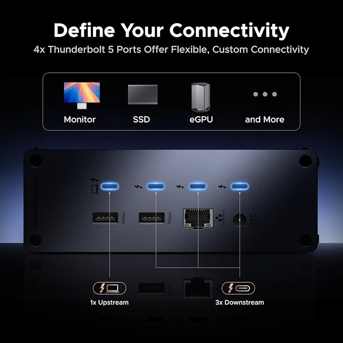 UGREEN Revodok Max 2131 Thunderbolt 5 Dock, 13-in-1, 120Gbps Transfer, Single 8K, Dual 6K60Hz Display, 140W Max Charging, 2.5GbE, SD/TF 4.0, for Thunderbolt 5/4 MacBooks and Windows Laptops