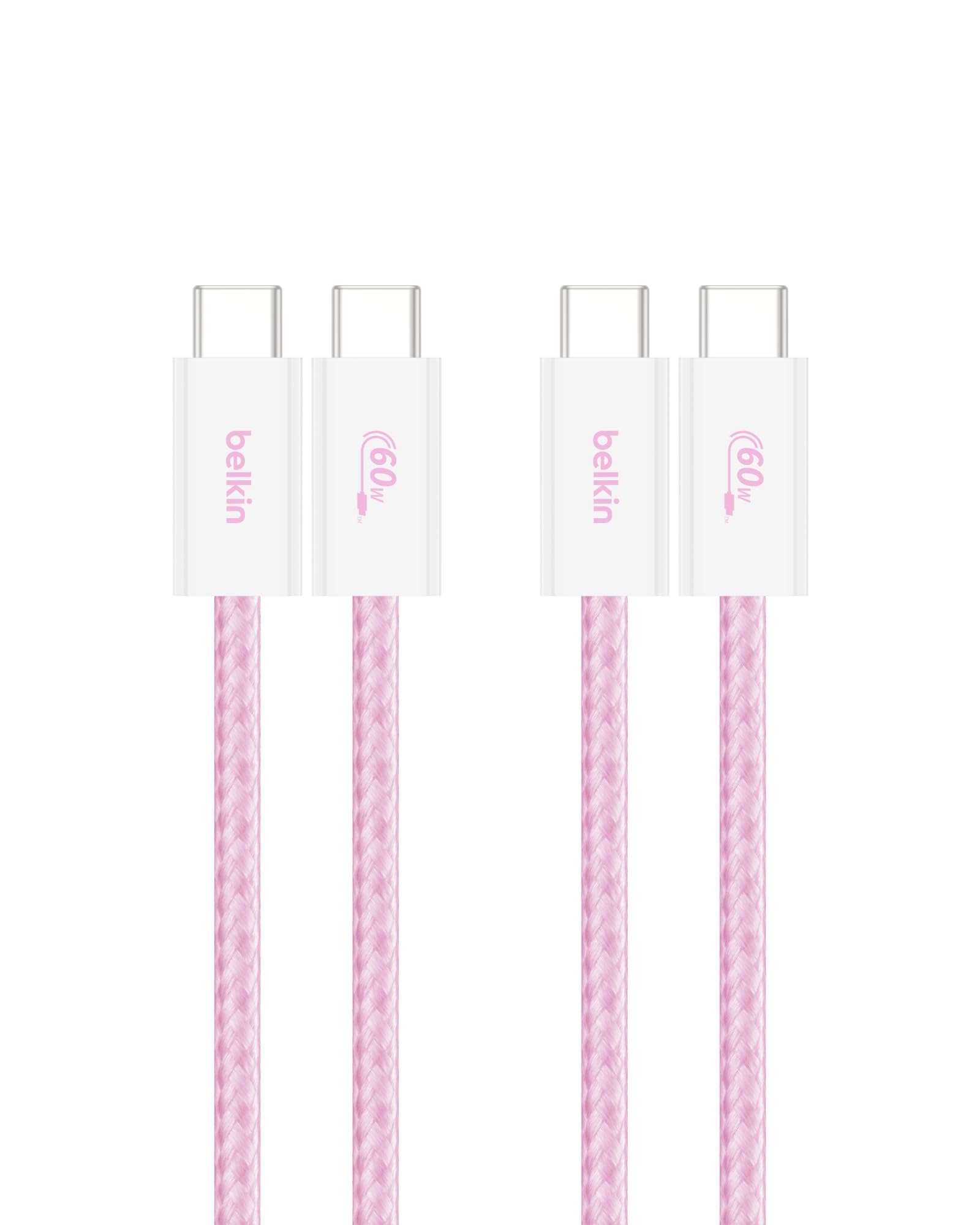 Belkin USB C to USB C 60W Braided Cable 2 Pack, 3.3ft iPhone Charger Cord
