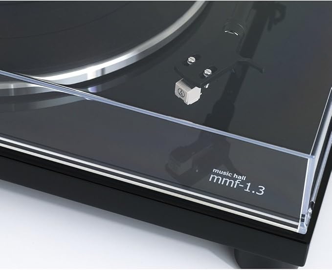 Music Hall mmf-1.3 Turntable Belt Drive Electronic Speed Control Aluminum Tonearm Audio Technica Cartridge Built-in Phono Pre-Amp Vibration-Damping Features Included Easy Set-Up and Elegant Design