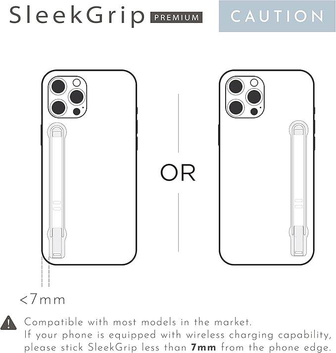 SleekGrip Premium, Swappable Phone Stand & Phone Grip - Ultra Thin Convertible Grip Holder Fits Most iPhone and Android Cases, Phone Strap Compatible with Wireless Chargers and Car Mounts