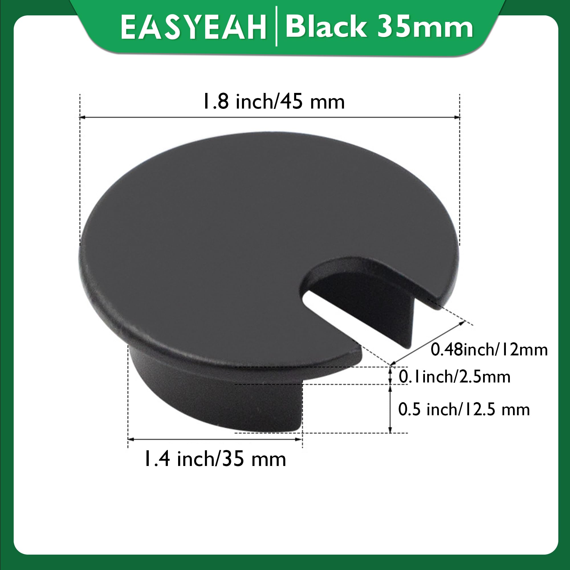 EASYEAH 1 Pcs Desk Grommet 1-3/8" / 35 mm, Zinc Alloy Desk Cord Hole Cover