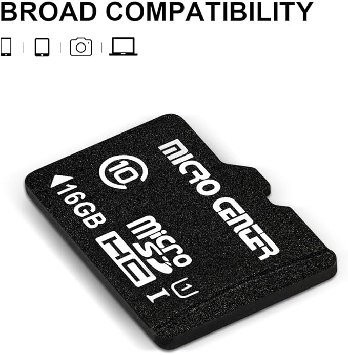 Micro Center 16GB Class 10 MicroSDHC Flash Memory Card with Adapter for Mobile Device Storage Phone, Tablet, Drone & Full HD Video Recording - 80MB/s UHS-I, C10, U1 (10 Pack)