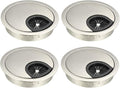 uxcell Cable Hole Cover, 2.4Inch/60mm Zinc Alloy Desk Wire Cord Cable Grommets Hole Cover for Office PC Desk Cable Cord Organizer, 4Pcs Wire Drawing Silver