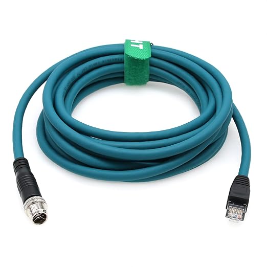 Ethernet Cable 8 Pin X-Coded M12 RJ45 for Keyence IV3 Baumer Datalogic Basler Cognex is 2000 9000 8000 DM 260 Vision Camera Sensor Reader 15M