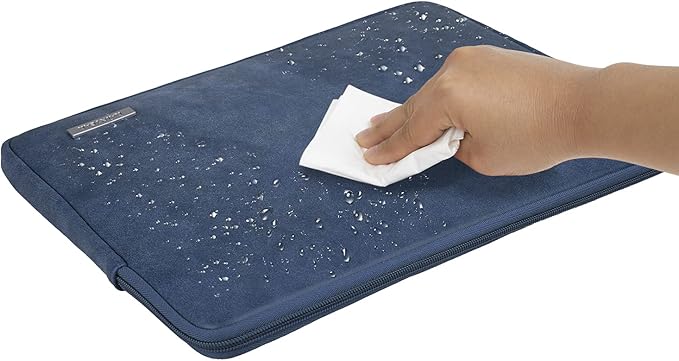 RAINYEAR 16 Inch Laptop Sleeve PU Suede Leather Case Protective Padded Cover Water Resistant Carrying Bag Compatible with 16" MacBook Pro/Max A2780 A2991 A3403 A3186 A2141 A2485 (Deep Blue)