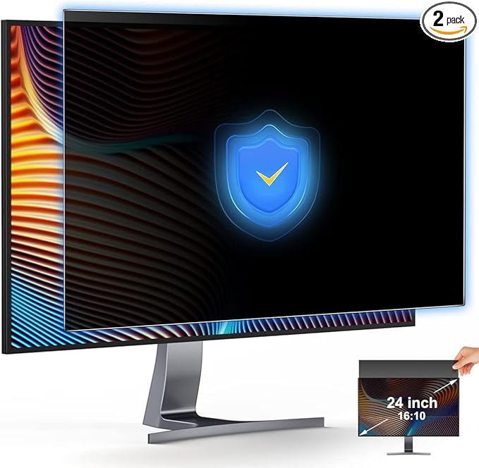 [2-Pack] 24 Inch Privacy Screen for Monitor Computer Screen Privacy Filter for 16:10 Widescreen Monitor Desktop PC Monitor Privacy Film Monitor Privacy Shield and Anti-Glare Protector