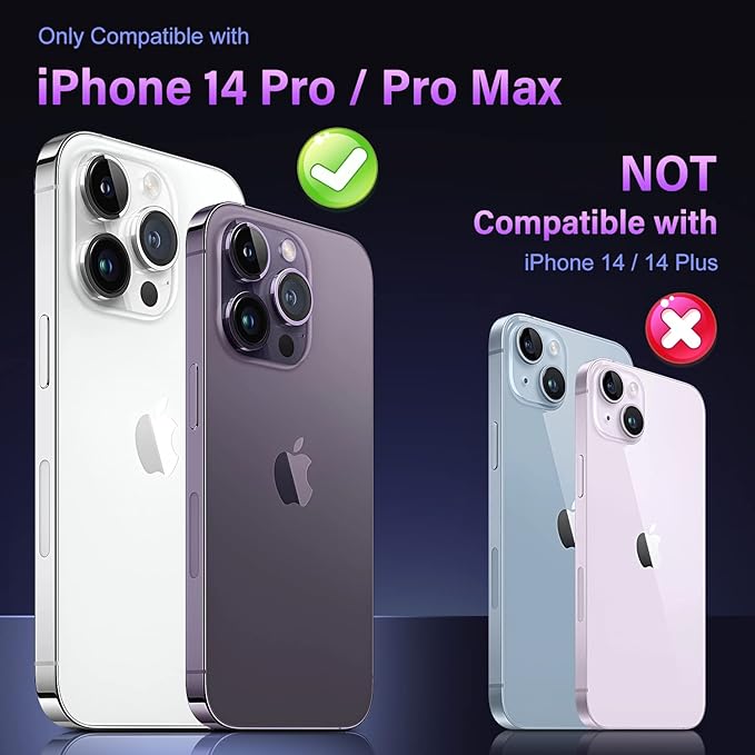 Uyiton for iPhone 14 Pro/iPhone 14 Pro Max Camera Lens Protector, [Drop Protection] 9H Tempered Glass Camera Cover Screen Metal Ring Case Friendly Scratch Resistant Easy to Install Silver