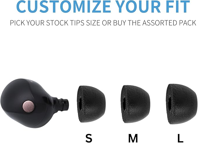Comply TrueGrip | Premium Memory Foam Replacement Earbud Tips for Sony True Wireless Earbuds | Enhanced Comfort, Secure Fit, Superior Noise Isolation, Cleaning Tool | Black, Large (3 Pairs)