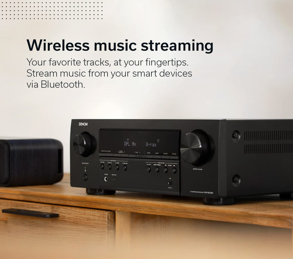 Denon AVR-S570BT AV Receiver 5.2 Channel 8K Ultra HD Audio & Video, Stereo Receivers, Denon AVR Wireless Streaming Bluetooth, (4) 8K HDMI Inputs, eARC, HD Setup Assistant
