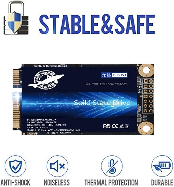 SSD mSATA 120GB Dogfish Internal Solid State Drive High Performance Hard Drive for Desktop Laptop SATA III 6Gb/s (120GB MSATA)