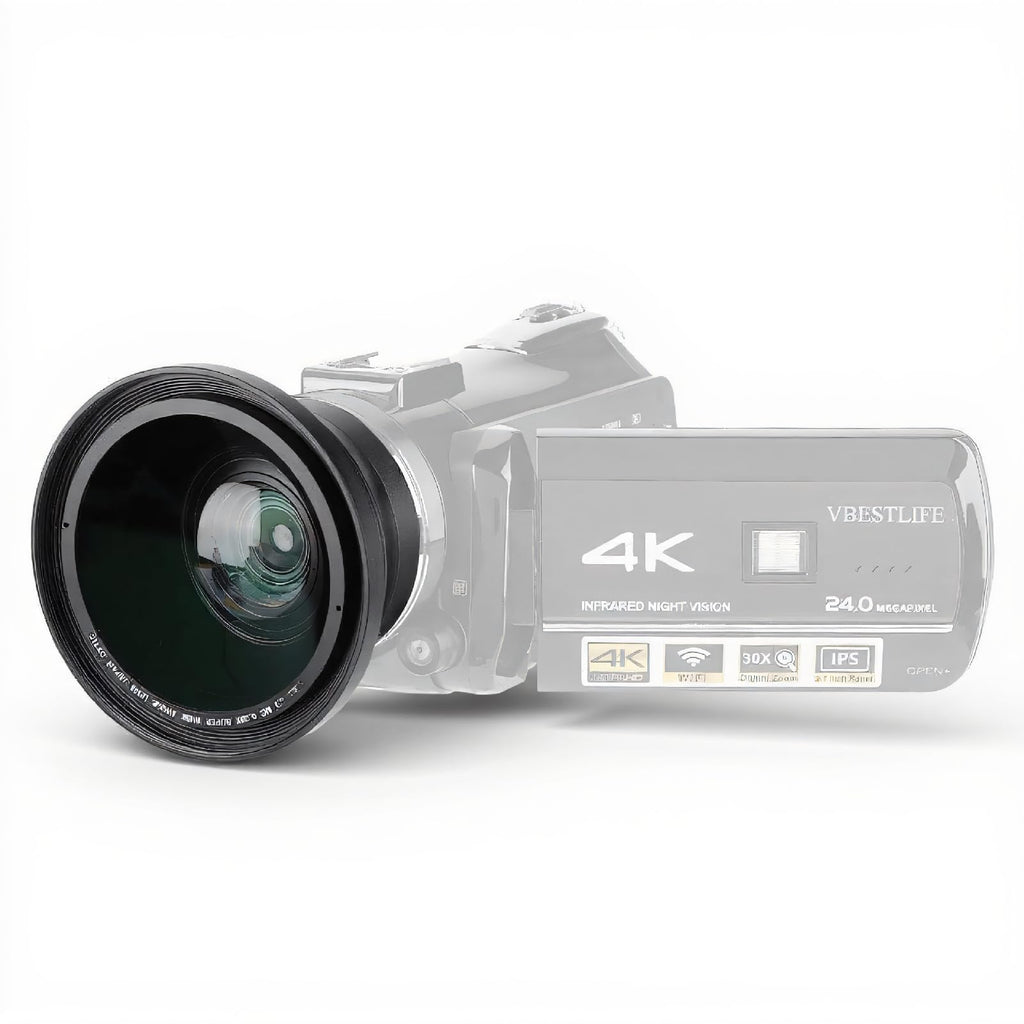 37mm 0.39X Professional HD Wide Angle Lens with Macro Lens and 37mm Phone Clip for Camcorder DSLR Camera