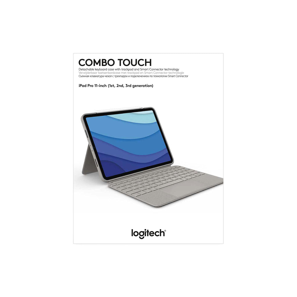 Logitech Combo Touch iPad Pro 11-inch (1st, 2nd, 3rd, 4th gen - 2018, 2020, 2021, 2022) Keyboard Case - Detachable Backlit Keyboard, Click-Anywhere Trackpad - Sand; USA Layout