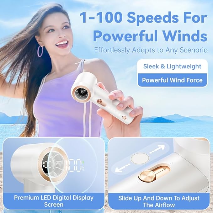 Portable Fan For Travel Mini: Small Pocket Handheld Personal Rechargeable Battery Operated USB High Speed Keeping Cool In Hot Weather Beach Gifts For Women (white)