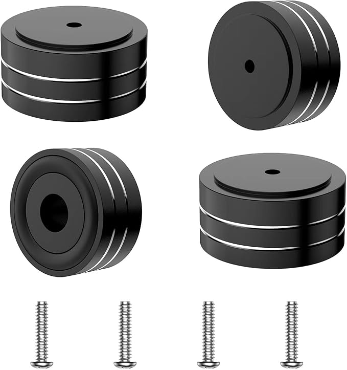 Tertullus 4 Pcs HiFi Speaker Isolation Feet 40x20mm Aluminum Speaker Spike Pad for Turntable, Subwoofers, Amplifier, HiFi Devices, Dac, Recorder, Cd (Black)