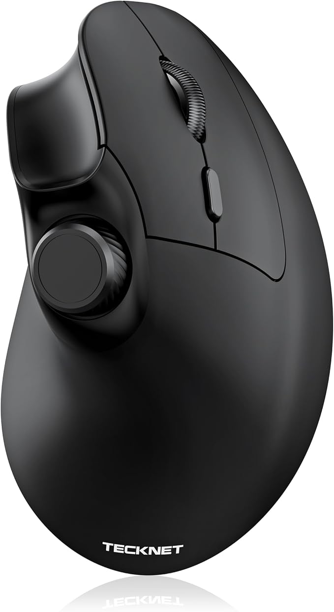 TECKNET Ergonomic Mouse, Rechargeable Wireless Bluetooth Mouse (BT 5.0/5.0+2.4G), Vertical Mouse with Volume Knob, Quiet Clicks, Cordless Mice 6 Adjustable DPI with USB A Receiver, Wide Compatibility