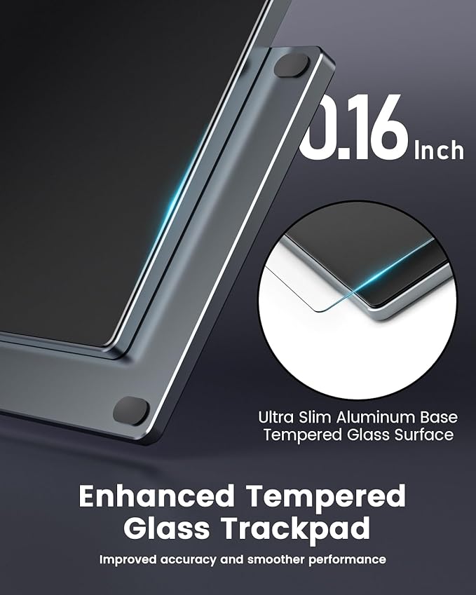 seenda Trackpad, Upgrade Smooth Glass Surface with Multi-Touch, Aluminum Slim USB Wired Win/Mac Touchpad with High Precision Navigation for Windows 10/11 Computer and iMac, MacBook Air/Pro