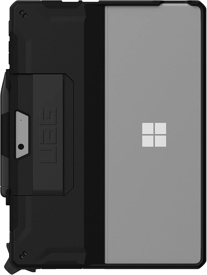 URBAN ARMOR GEAR UAG Designed for Microsoft Surface Pro 11/10/9 Case with Kickstand Hand Strap & Pen Holder Compatible with Type Cover Keyboard Rugged Protective Cover Heavy Duty, Scout Black