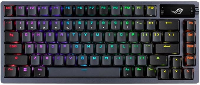 ASUS ROG Azoth 75 Wireless DIY Custom Gaming Keyboard, OLED Display, Gasket-Mount, Three-Layer Dampening, Hot-Swappable Pre-lubed ROG NX Snow Switches & Keyboard Stabilizers, PBT Keycaps, RGB