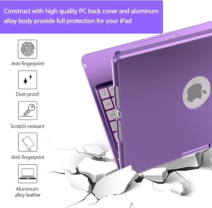 Keyboard Case for iPad 10.2 9th/8th/7th Gen - 360 Rotatable Protective Cover With Touch Keyboard, Pencil Holder for iPad 9/8/7 Generation
