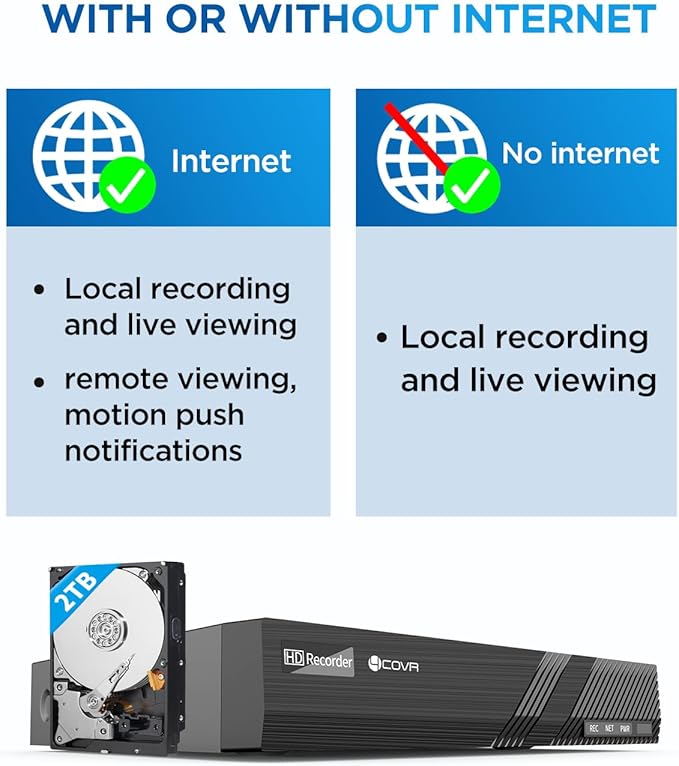 4COVR NVR Security Camera System, 6X 8MP IK10 Vandal-Proof Commercial Wired PoE IP Dome Camera IP67, AI Human Vehicle Detection, 8 Channel 4K NVR 2TB HDD, 24/7 Home Surveillance Outdoor, LY54AB8M0806
