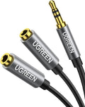 UGREEN Headphone Splitter 3.5mm Audio Stereo Y Splitter Aux Extension Cable Male to Female Dual Headphone Jack Adapter for Earphone Compatible with Switch 2/PS4/PS5 iPhone iPad, Tablet, Laptop, 7.87"