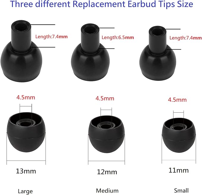 36 Pieces Small Earbud Tips Soft and Comfortable Silicone Earbud Tips Ear Bud Replacement Pieces Silicone Fit Most in-Ear Headphones，Inner Hole 3.8mm -5.5mm，Small Black Replacement Eartips