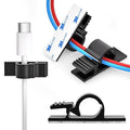 XHF 100pcs Adhesive Cable Wire Clips Black, Outdoor Cable Management Wire Organizer Cord Holder for Under Desk, Car, Wall, TV PC Ethernet Cable
