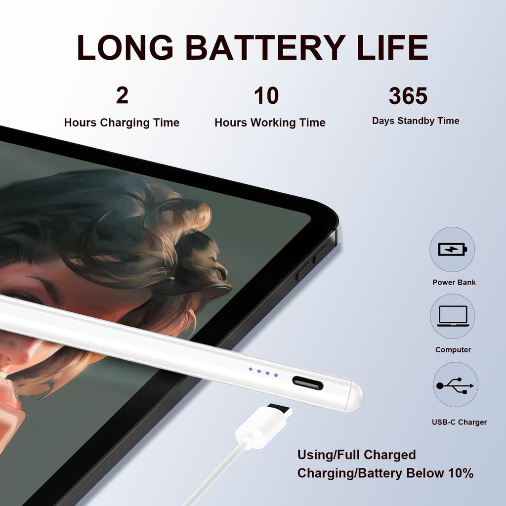 2 Pieces Stylus Pen for AMZ HD 10, Max 11, HD 8 Stylists Tablets, iPad, Samsung, Lenovo, Pixel, and All Touch Devices (Black)