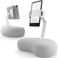 SAIJI Kindle Pillow Stand, Lap Beanbag iPad Stand Compatible with 4.7”-15.6” Kindle, Phone, iPad, 360° Adjustable Tablet Holder for Bed with Flexible Dual Axis Arm and Microbead Cushion (Gray)