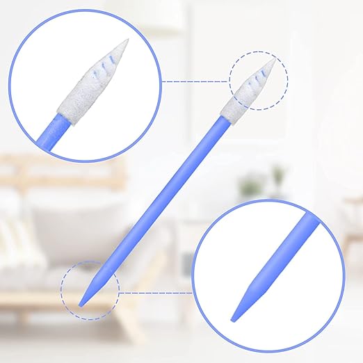 Wellgler's 100pcs Foam Cleaning Swabs, Multi-Purpose Cleanroom Foam Tip, Cleaning Swab Kitip,Lab Swabs.