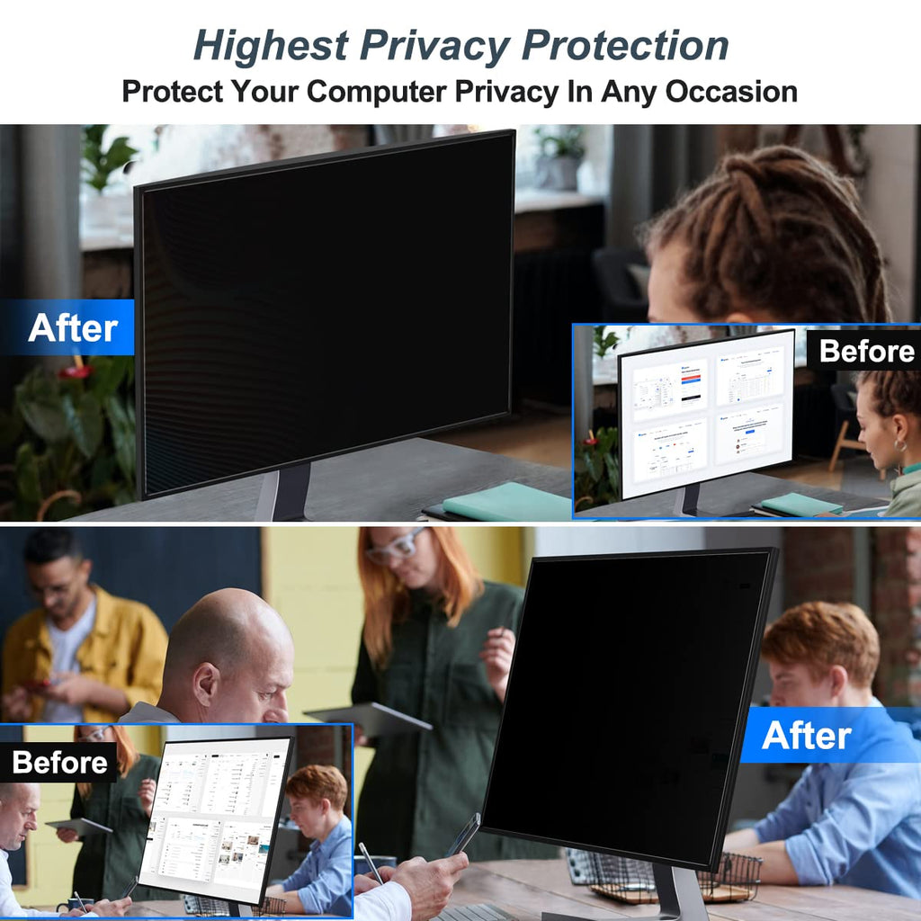 JEAPKA [2-Pack] 24 Inch Privacy Screen for Monitor Computer Screen Privacy Filter for 16:10 Widescreen Monitor Desktop PC Monitor Privacy Film Monitor Privacy Shield and Anti-Glare Protector