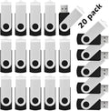 KOOTION 20 Pack 16GB USB 3.0 Flash Drive Bulk Swivel USB Stick Thumb Drive Memory Stick for Data Storage (Black)