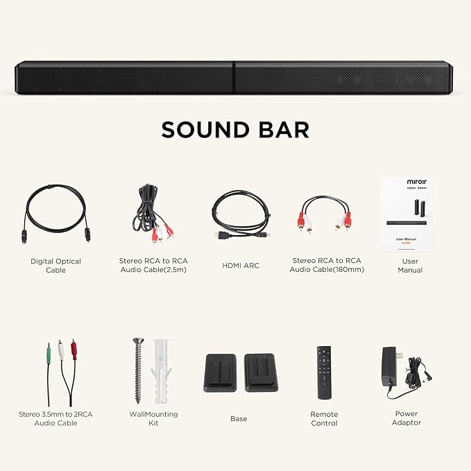 2.2ch 100W Sound Bar for Smart TV, 2-in-1 Detachable Bluetooth 5.3 Speaker with 3 EQ Modes & Adjustable Bass - Home Theater Audio for Movies, Gaming, Music