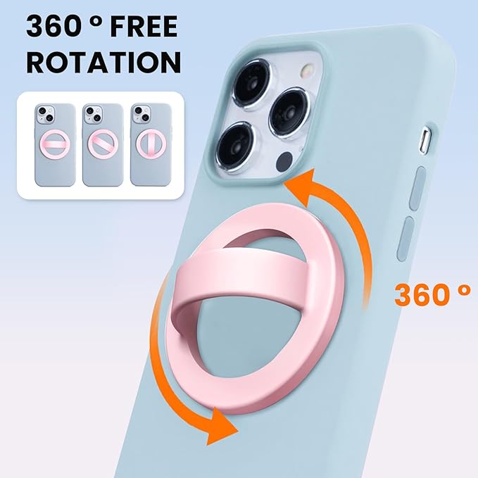 Magnetic Silicone Ring Grip Phone Holder, Loop Grip Phone Holder,Magnetic Phone Loop,Magsafe Phone Grip,Compatible with Magsafe for iPhone 16/15/14/13/12 Series (Lady Pink)