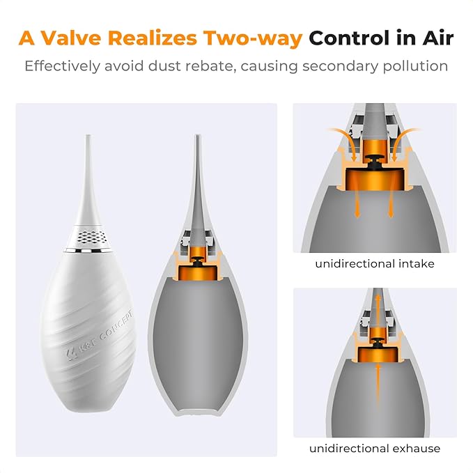 K&F CONCEPT Air Blower, with Long Nozzle/Short Nozzle Switch Design, Single Air Intake Camera Lens Blower, for Digital SLR Lens Sensor LCD Screens Musical Instruments Keyboards Telescope Filters