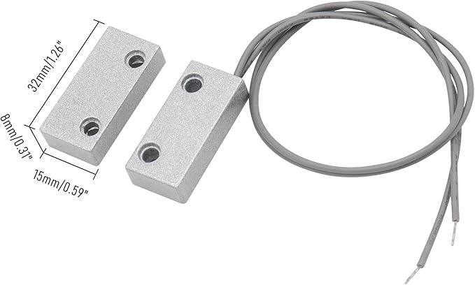 3Pcs Magnetic Reed Switch Wired Surface Mount Normally Closed NC Contact Sensor Alarm Magnetic Door Switch with 2 Wires, Zinc Alloy Sliver, MC-51