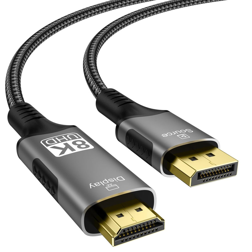 FDBRO 8K DisplayPort to HDMI Cable Uni-Directional Braided Cord-3M (10FT)