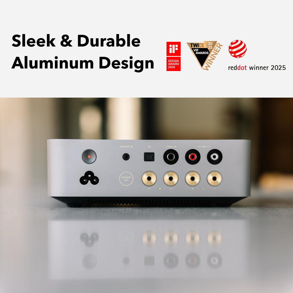 WiiM Vibelink Amp | 100W Power Amplifier with Premium ESS 9039Q2M DAC and TI TPA3255 | Compatible with WiiM Mini, Pro, Pro Plus, and Ultra | RCA, Coax, and Optical Inputs | Space Gray