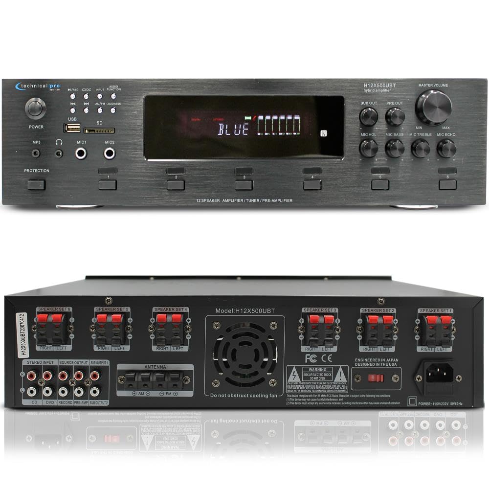 Vaiyer Home Audio System Kit, 6-Channel 6000 Watts Bluetooth Amplifier
