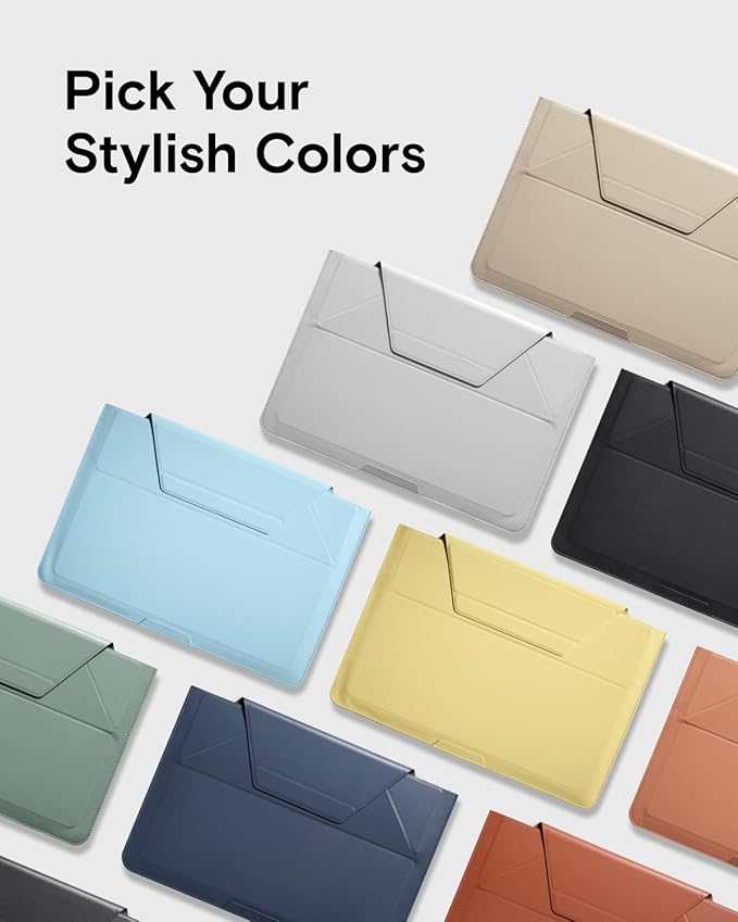 MOFT Laptop Carry Sleeve, 2-in-1 Laptop Bag & Stand for 14" MacBook Air/Pro & Dell/HP/Lenovo/Asus, Stylish Slim Computer Sleeve Bag with Expandable Storage for Computer Accessories, Beach White