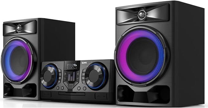 Pyle Mini Hi-Fi Bluetooth Stereo System – 3-Piece CD Player with Speakers, MP3, FM Radio, USB Recording, Subwoofer, DSP-Tech, Equalizer Settings, Compact Home Stereo System with Remote Control (Black)
