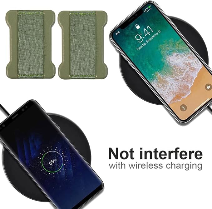 Universal Phone Grip for Smartphones - Phone Holder for Hand for Back of Phone - Wireless Charging Compatible (Black Green) - 2Pack