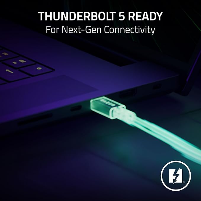 Razer Thunderbolt 5 Dock Chroma: 10 Ports w/M.2 Storage Slot - Triple 4K Displays at 144 Hz or Single 8K at 60 Hz - Thunderbolt Share Enabled - 140W Power Delivery - Connect 3 TB5 Devices - Black