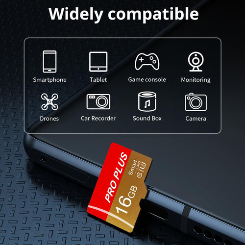 2 Pack Memory Card 16GB with Adapter, High Speed TF Card, UHS-I C10 A1 Memory TF Card for Tablet/Mobile Phone/Camera/Car Audio/Game Console (TF162 Red Gold 16GB)
