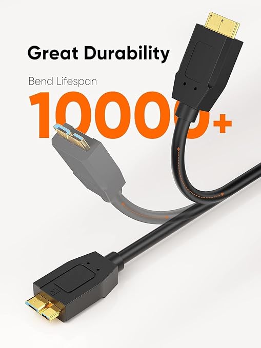 CableCreation 4FT*2 USB C to Micro B Cable,10Gbps Speed External Hard Drive Braided,USB 3.1 Type C to Micro B Work for iPhone 15/16,Seagate WD Westgate My Passport,MacBook Pro, iPad/Tablet,Black