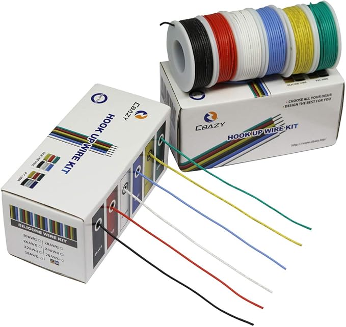 CBAZY™ Hook up Wire Kit (Stranded Wire Kit) 26 Gauge Flexible Silicone Rubber Electric Wire 6 Colors 32.8 feet Each 26 AWG